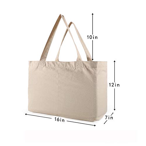 NAECOUS Canvas Grocery Shopping Bags with Bottle Sleeves, 10 oz Heavy Duty & Premium Reusable Cloth Totes, Washable&Durable&Eco-Friendly Wine Totes with Handles (2 Bags)