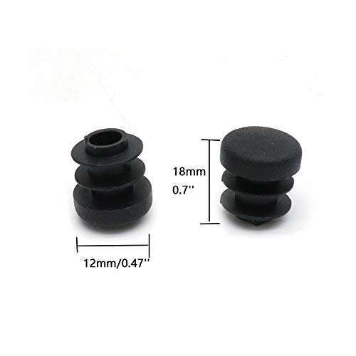 BTMB 100 Pcs Black Round Tubing Plastic Hole Plug Furniture Feet Protector End Cap Post Pipe Glide Tube (Dia 12mm/0.47'')
