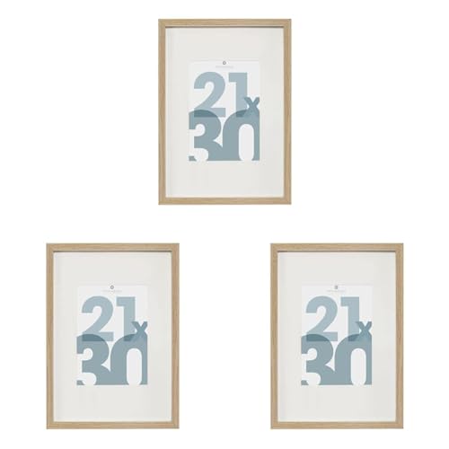 Atmosphera - Cadre photo Manu - bois et verre - 21x30 cm (Lot de 3)