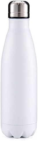 Vacuum Insulated Water Bottle, Ice Cold 24 Hours Double Wall Stainless Steel Water Bottles for Camping Hiking Travel Sport-17oz (500ml) (White)