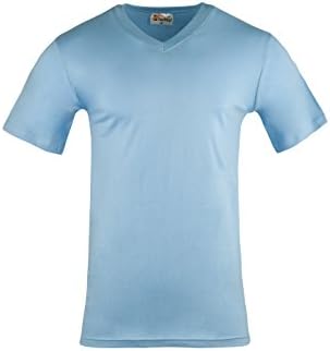 Solid Color V-Neck T-Shirts 100% Cotton Small to XX-Large Available in 12 Colors (XX-Large, Carolina Blue)