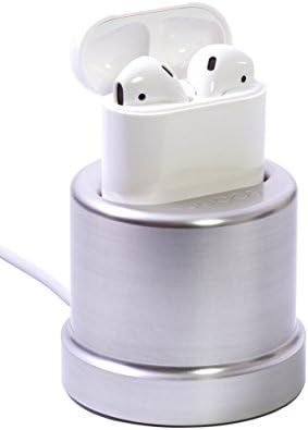 Juoos Charging Dock Stand for Apple Airpods Wireless Bluetooth Headphone Case [Use with Original Cable] (Silver)