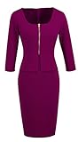 Homeyee Women's Celebrity Vintage Square Neck Tunic Bodycon Dress U898 (L, Carmine)