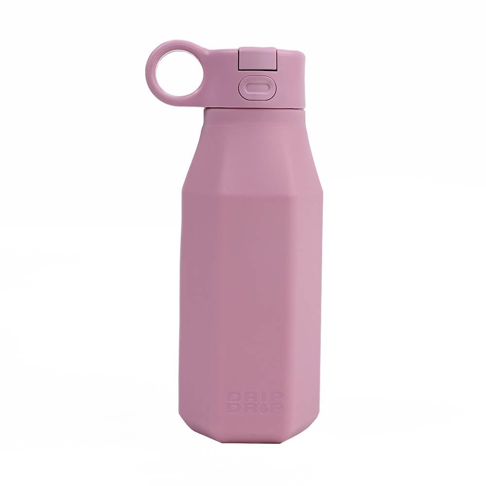 DRIPDROP Kids Water Bottle with Straw, Leak-Proof, BPA-Free, Reusable, Lightweight, 350ml, Non-Spill, Flip Lid, for School and Outdoor Use (Fairy Blush Pink)
