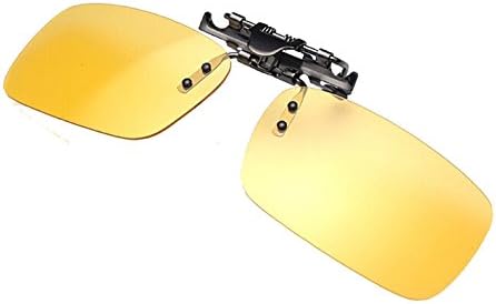 Feiupe Yellow Night Vision Polarized Clip-on Flip up Sunglasses Necessary for Night Driving (yellow(night), yellow(night))