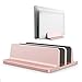 Semoic Double Slot Base Adjustable Thickness Aluminum Notebook Holder Double Space Stand Desktop Laptop Stand Vertical for Surface(Rose Gold)thumb 2