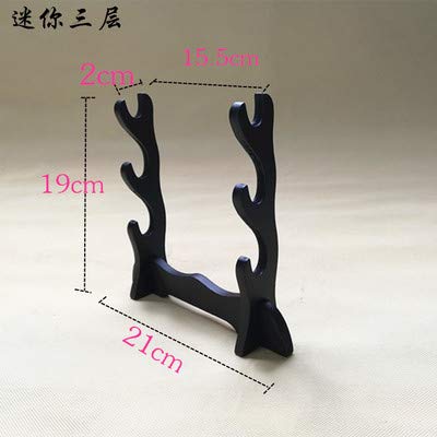 CNLQ Wooden Single Samurai Sword Stand Display for Katana Wakizashi Tanto (3 Ties)