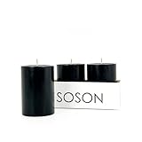 Simply Soson 3x4 in. Black Pillar Candles Set of 3