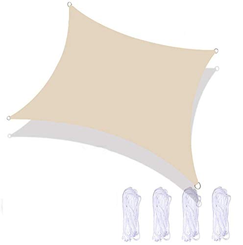LINGKY Sonnensegel Sonnenschutz Polyester Windschutz Wasserabweisend Atmungsaktiv Wetterschutz 90% Beschattung, für…