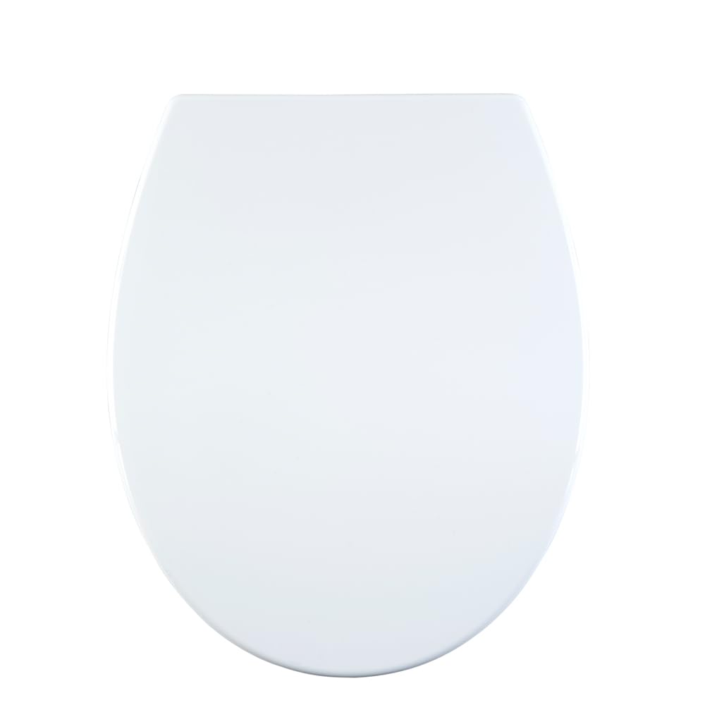 AQUALONA® Premium Thermoplastic Toilet Seat Soft Close Hardwearing Seat with One Button Hinge Release Oval Shaped Easy to Clean Simple Installation Top and Bottom Fittings (White - Oval Shaped)