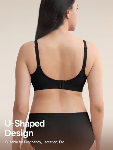 Angelhood Women Nursing Bras for Breastfeeding 5 Pack, Maternity Sleep Bra | Seamless Pregnancy Full Bust Bralettes with Extenders, Wireless V Neck Bralette, Ultra Comfort Postpartum Essentials Bra Pack