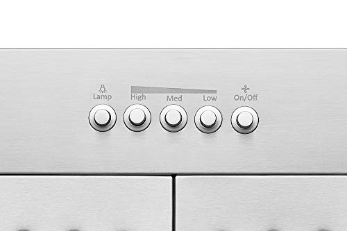 Chef Range Hood R100 30” Built-In/Recessed Kitchen Extractor | Compact Design with Stainless Steel | 3-Speed Setting with 700 CFM, Energy Saving LED Lamp and Dishwasher-Safe Baffle Filter| 6" Duct