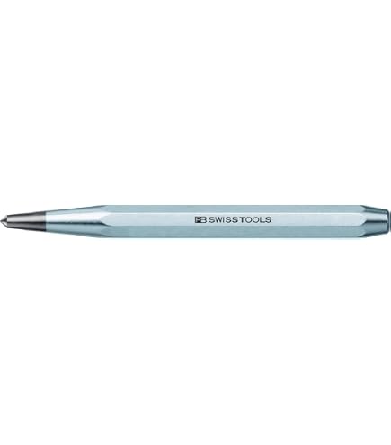 PB Swiss 712/3 Center Punch – Tungsten Carbide Tip, Chrome-Plated, Swiss-Made, Lifetime Guarantee, For Materials Over 40 HRC