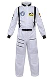 Haorugut Astronaut Costume for Kids Space Suit Role Play Dress up Costume White XL