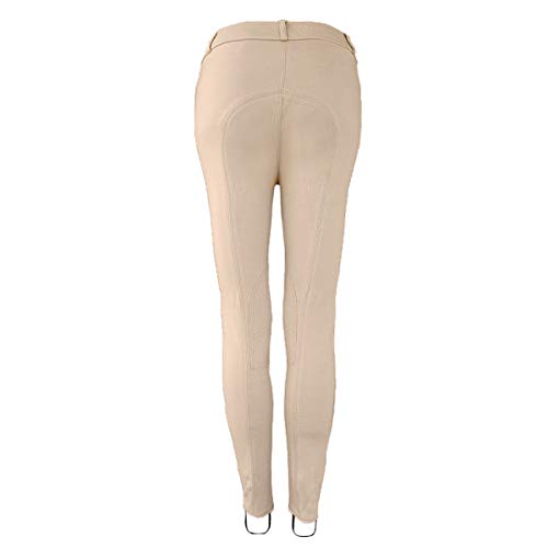 One Stop Equine Shop Lily Children's Lowrise Pull-On Jods | Knee Patch Riding Pants (Tan, 4) - Thumbnail 2