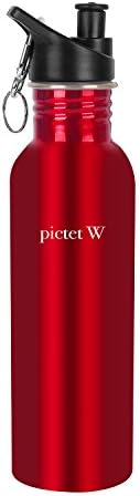 PictetW Classic Stainless Steel water Bottle With Sport Cap (Red, 25oz)