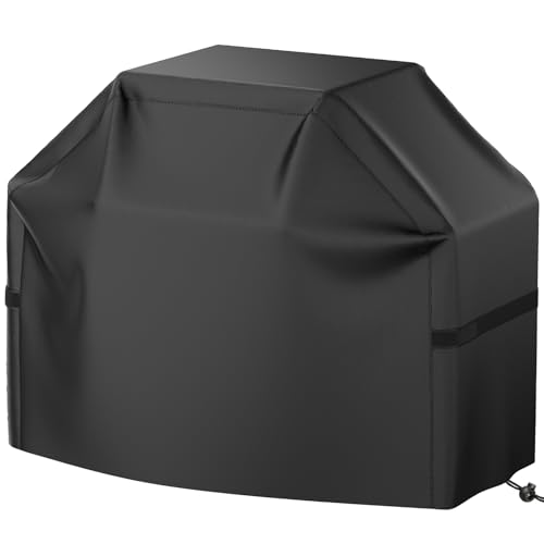 BBQ Grill Cover, Waterproof, Weather Resistant, Rip-Proof, Anti-UV, Fade Resistant, with Hook-and-Loop Straps, Gas Grill Cover for Most Grills, 48 inch, Black