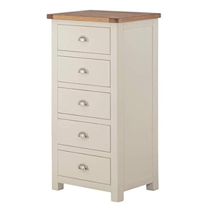 Roseland Furniture Ltd Padstow Cream 5 Drawer Tallboy Chest Tall