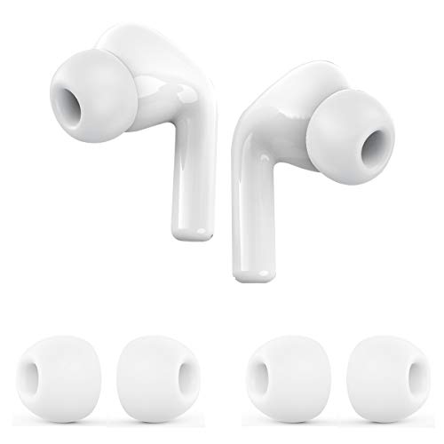 HATALKIN 2 Pairs Ear Tips Compatible with AirPods Pro Eartips, Anti Slip Headphones Replacement Earbuds Soft Silicone Cover Case Earphone Tips Earplugs for AirPods Pro/AirPods 3(White-Medium)