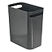InterDesign Una Rectangular Trash Can with Handles, Waste Basket Garbage Can for Bathroom, Bedroom, Home Office, Dorm, College, 12-Inch, Charcoal Gray