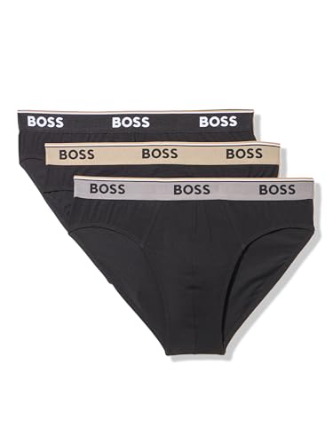 BOSS, 3-Pack Bold Logo Solid Briefs, black magnolia, XL