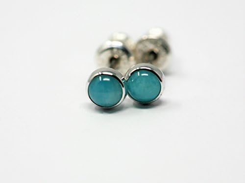 Tiny Amazonite and Polished Sterling Silver 4mm Stud Earrings