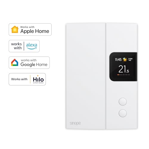 Sinopé Smart Wi-Fi Thermostat for Electric Baseboard Heaters – Color Display, Up to 25% Energy Savings, Works with Alexa, Google Home & Apple Home – TH1143WF