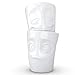 FIFTYEIGHT PRODUCTS TASSEN Porcelain Mug Set No. 2, Cheery & Baffled Face, 11 oz. White (Set of Two Mugs, No Handles)