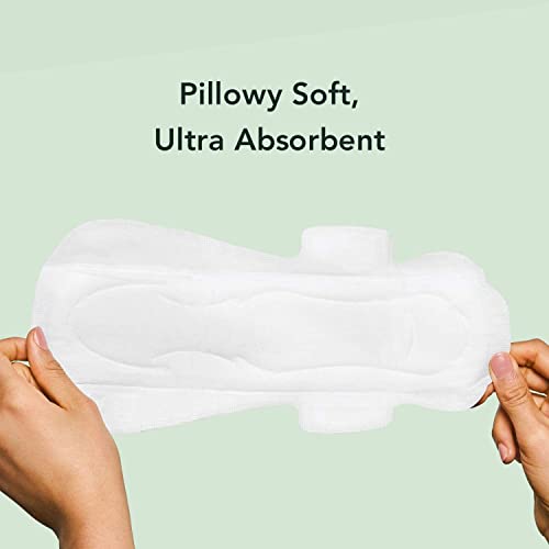 Rael Pads for Women, Organic Cotton Cover Period Pads with Wings