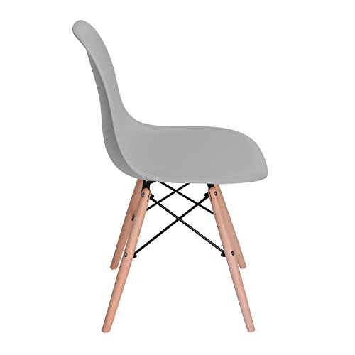 Set of 4 Modern Kitchen Chairs,Warmcentre Dining Room Side Chairs with Natural Beech Wood Strong Metal Base Legs, for Dining Living Waiting Room,Grey - Thumbnail 4