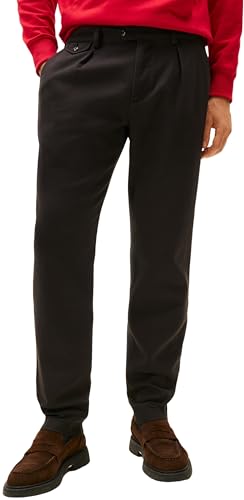 Tommy Hilfiger Men's Harlem Brushed Twill Tapered Fit Trousers, Black (Black), 32W/28L