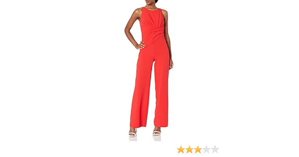 Racer Neckline Draped Jumpsuit 