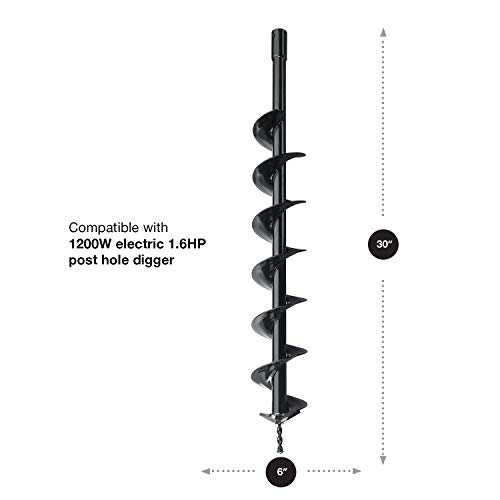 Hiltex 10246 6"x30" Steel Gardening Auger Bit | For Planting Bedding, Bulbs, Seedlings | 3/4" Shaft (Renewed) - Thumbnail 4
