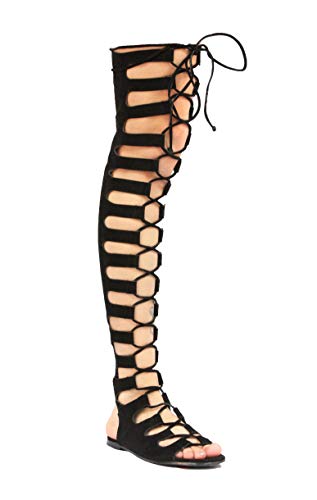 Static Fashion Womens Over The Knee Strappy Suede Lace Up… at Amazon