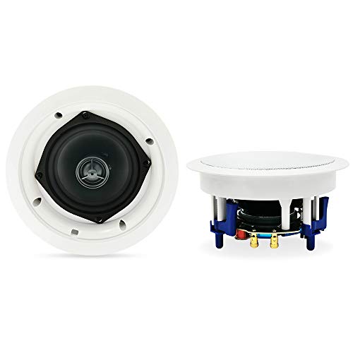 Herdio 5.25″ Round Bluetooth Ceiling Speakers 2 Way Flush Mount Full Range Stereo Sound (A Pair)