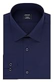 Arrow Men's Dress Shirt Poplin Fitted Spread Collar, Evening Blue, 17-17.5