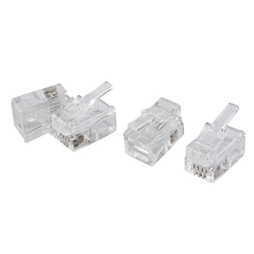 uxcell 4 Pcs 4 Pin RJ10 4P4C Connector Clear for Handset Cable
