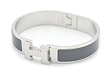 AMESON H-shaped Buckle Bracelet Bangle for Women (White-Black)