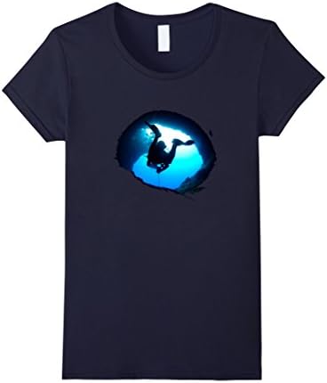 Women's Cave Diver Scuba T-Shirt Medium Navy