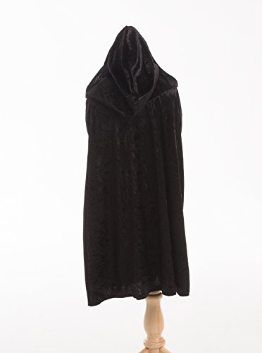 Little Adventures Deluxe Black Velvet Cloak/Cape with Lined Hood for Children - L/XL (5-9 Yrs)