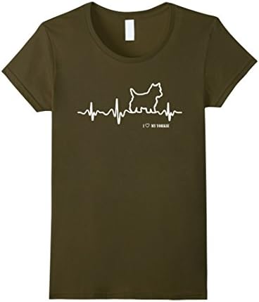 Women's Yorkie Shirt - Yorkshire Heartbeat T-Shirt Large Olive