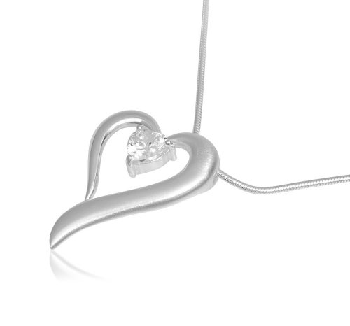 VINANI Anhänger Stone Heart Zirkonia mit Kette 50 cm Silber 925 ASH50