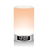 LIGHTSTORY LED Bedside Lamp, Silver Color Touch Sensitive Dimmable L5 LED Lamp, RGB LED Table Lamp