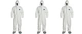 DuPont TY122S-XL-EACH Disposable Elastic Wrist, Bootie and Hood Tyvek Coverall Suit 1414, X-Large, White (3 PACK)