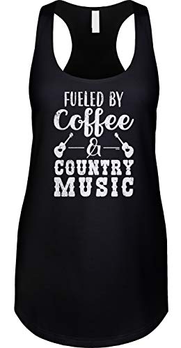 Blittzen Womens Racerback Tank Fueled by Coffee and Country Music