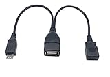 USB 2.0 Data Charge Y Splitter Cable,SinLoon Micro USB Host OTG Cable with Micro USB Power Cable (USB A F to mirc M+F)