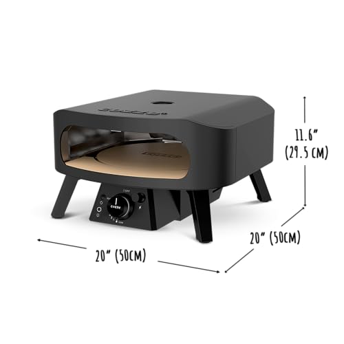Cozze 13 Inch Gas Pizza Oven with Rotating Pizza Stone – 28mbar Propane Outdoor Pizza Oven, Portable Durable Build, Fire & Stonebaked Pizzas, Triple Burners, Inbuilt Thermometer, Gas Hose & Regulator