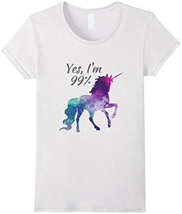 Womens Yes, I'm 99% Unicorn T-shirt for Adults &amp; Kids Medium White