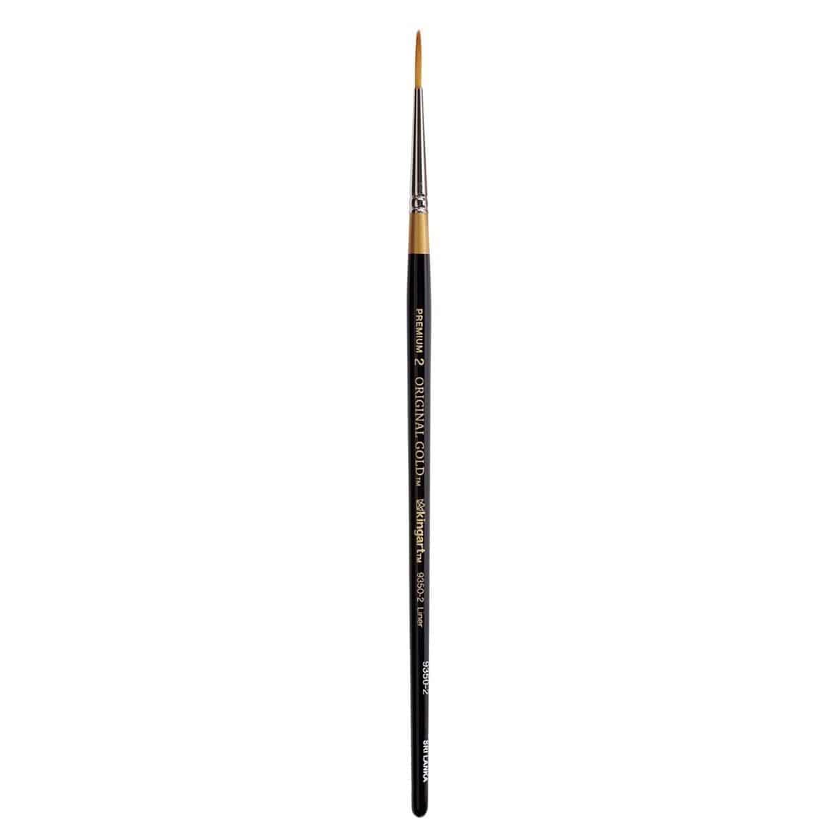 KINGART Premium Original Gold 9350-2 LINER Series Artist Brush, Golden Taklon Synthetic Hair, Short Handle, for Acrylic, Watercolor, Oil and Gouache Painting, Size 2