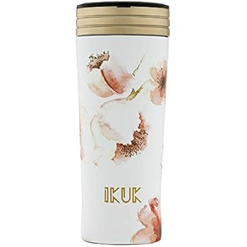 IKUK Porcelain Lining/Stainless Steel Thermos, 10-Ounce Vacuum Insulated Beverage Bottle/Travel Mug